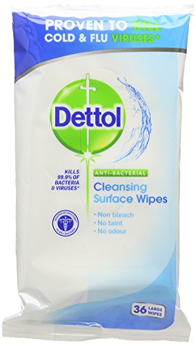 Dettol Anti Bacterial Cleansing Surface Wipes 36 Large Wipes (Pack of 16)