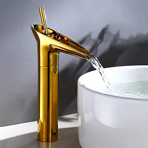 Marcoware Waterfall Antique Single Lever Basin Mixer Tap with Provision for Hot and Cold Water, Gold, Polished Finish (B0966Z9WCD) Amazon Price History, Amazon Price Tracker