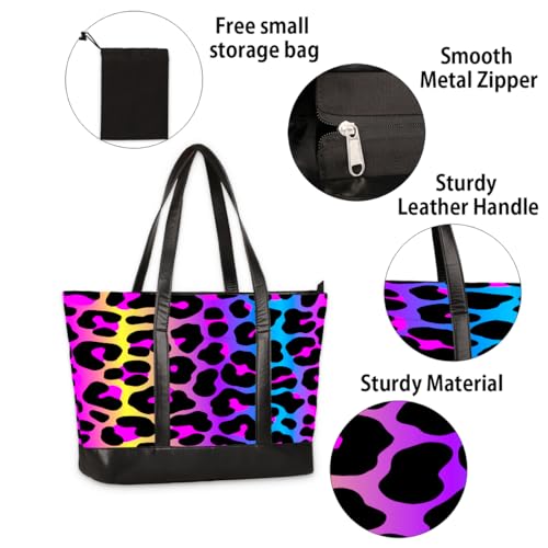 Laptop Tote Bag for Women 15.6 inch Leopard Cheetah Computer Briefcase Leather Shoulder Bag Handbag4