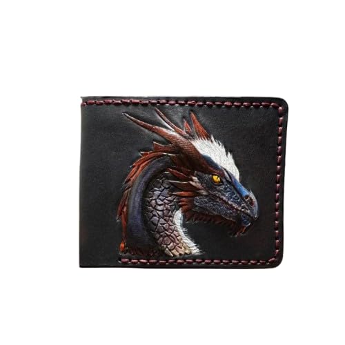 Fantasy Flying Dragon Wallet, RFID Men's Bifold Wallet, Genuine leather wallet, Biker Wallet, Embossed wallet, Leather Purse, Handmade wallet, Airbrush Art, Custom wallet, Personalized wallet