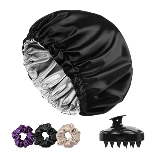 Atrube Satin Silk for Hair with Hair Scalp Massager Brush with 3