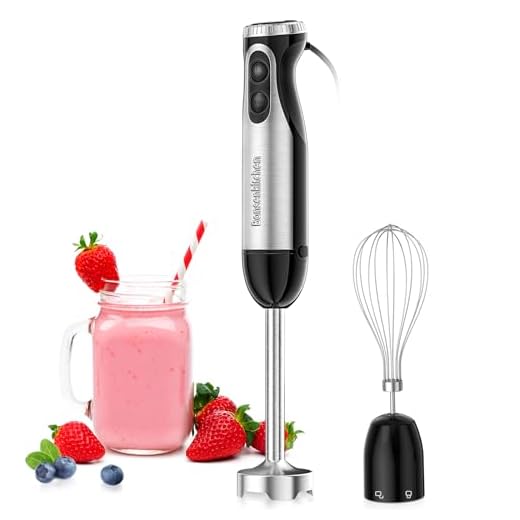 Bonsenkitchen Mixeur Plongeant, 2 en 1 Mixeur Plongeur en Acier Inoxydable avec Fouet à œufs, 20 Vitesses et Mode Turbo pour Smoothies, Soupe, HB3204