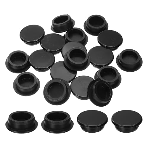 Image of uxcell 20 Pcs Hole Plugs, Heat Resistant Silicone Flush Type Fastener Hole Cover Plug for 31.3mm(1-7 /32 Inch) Hole, Round Snap Locking Tubing Plug Hole for Furniture Cabinet, Black