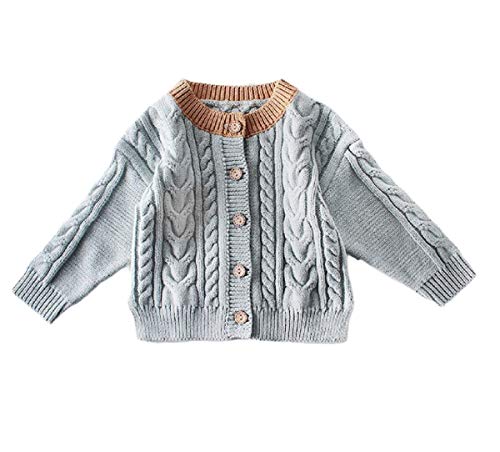 Seyurigaoka Baby Girls ' Sweaters, Toddler Baby Long Sleeve Button Down Knit Cardigan Sweaters Coat Winter Fall Clothes (Blue Cardigan, 2-3 Years)
