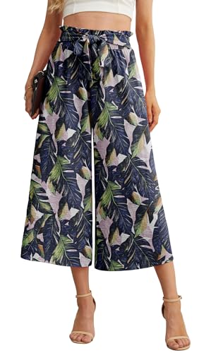 Image of IWOLLENCE Women Flowy Loose Wide Leg Pant Summer Beach Casual Trousers high Waist Adjustable Knot Business Work Casual Pants