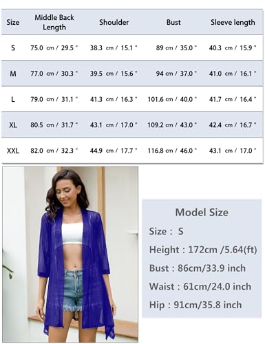 Image of iClosam Women Casual 3 /4 Sleeve Sheer Open Front Cardigan Sweater Kimono