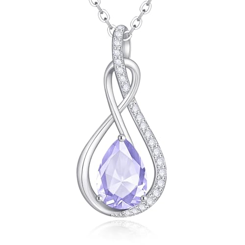 Birthstone Necklaces for Women Mothers - 925 Sterling Silver Dainty Infinity Cubic Zirconia Pendant Necklace Anniversary Birthday Christmas Surprises for Her Wife Mom Lady Daughter, Adjustable Chain by Juvux - Used condition - Image 8
