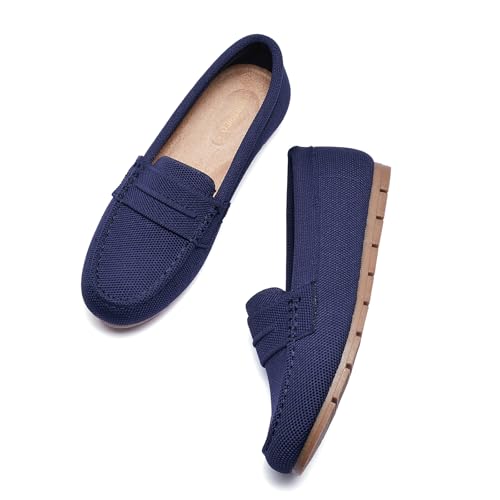 Image of Cvistpieo Loafers for Women Comfortable Dressy Casual Work Flats Lightweight & Breathable Slip On Walking Shoes Knit