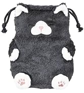 りぶはあと 巾着 ねこ肯定感 くろねこのまぐろ (全長約20cm) ねこ ふわふわ 小物入れ 立体巾着 37723-74
