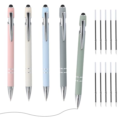xianynow 5 Stück Metall-Kugelschreiber mit rutschfester Griffzone, 2-in-1 mit Touchpen, Großraumine Kugelschreiber Set für Büro und Haushalt, inklusive 10 Ersatzminen, Strichstärke 0,7 mm, Schwarzer xianynow 5 Stück Metall-Kugelschreiber mit rutschfester Griffzone, 2-in-1 mit Touchpen, Großraumine Kugelschreiber Set für Büro und Haushalt, inklusive 10 Ersatzminen, Strichstärke 0,7 mm, Schwarzer