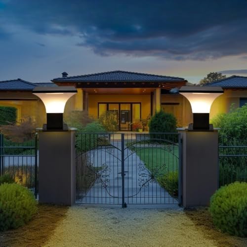 Image of GreyWings Black Metal Outdoor Gate Light for Pillar, Waterproof Modern Boundary Wall Lamp with B22 Holder, Decorative Entrance Lighting, Pack of 2
