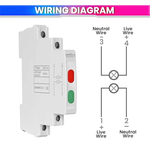 Image of amiciSense 2-Phase Indicator with Red & Green LED Lights - Only 1 cm Wide Reliable Phase Detection for 230V Systems