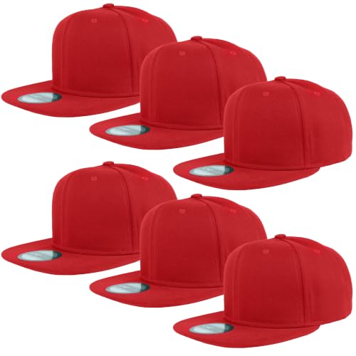 Image of Gelante Plain Blank Flat Brim Adjustable Snapback Baseball Caps LOT 6 Pack
