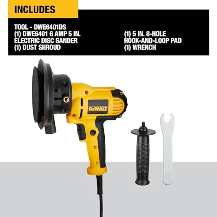 DEWALT Rotary Sander, Variable Speed, Dust Shroud, 5-Inch (DWE6401DS)