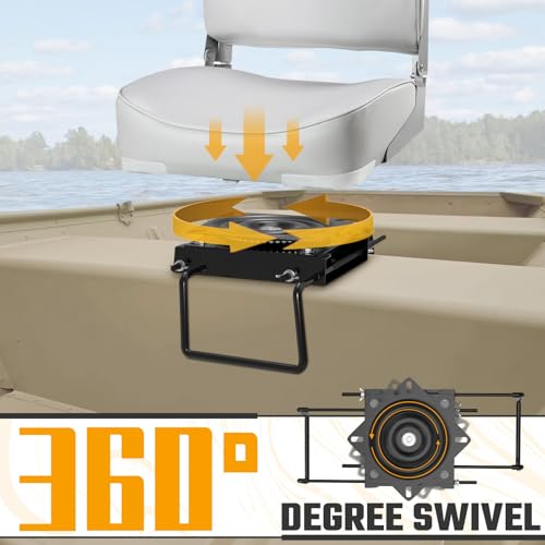Seat Mount - Clamp-On with Swivel, Portable Seat Clamp for Jon Boats, Adjusts from 9” to 19” - Image 2
