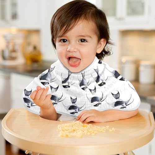 vvfelixl Baby Burp Cloths Black and White Angelfish Baby Newborn Cotton Burping Cloths Set Babys Washcloths 4 Pack 5