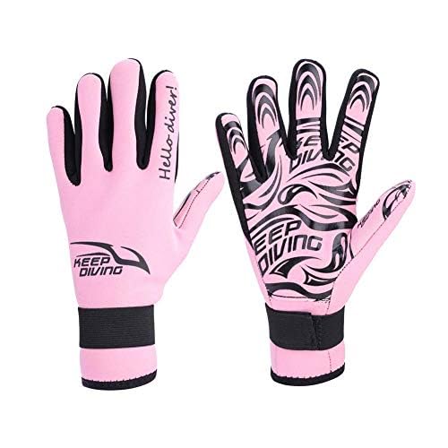 VGEBY1 2MM Neoprene Diving Gloves 5 Finger Diving Gloves for High Performance Water Sports Equipment Adult (S-Pink) - Image 2