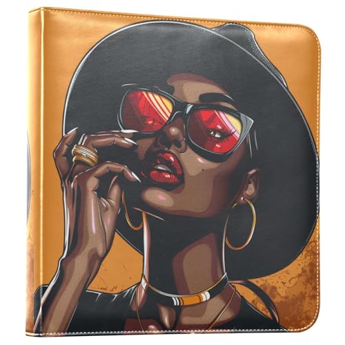 JIPONI Black Lady Woman Large Photo Album, DIY Leather Cover Scrapbook Albums for 4x6 5x7 6x8 Pictures, Self Adhesive Memory Book for Wedding, Baby, Family