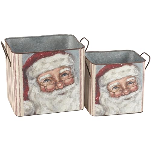 Primitives-by-Kathy-Merry-Santa-Bin-Set-of-2 Primitives by Kathy Merry Santa Bin Set of 2