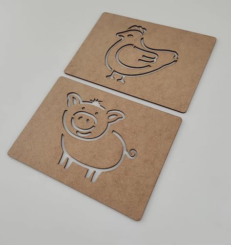 Image of Cliths Montessori Farm Animals Stencil Set - 14 Templates for Handwriting, Drawing, and Artistic Expression