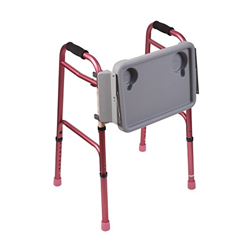 Dmi Walker Tray, Rollator Tray, Mobility And Walker Accessory Tray Table Fits Most Standard Walkers, Folding With Two Cup Holders And Tool Free Assembly, 16 X 11.8 #TOP3