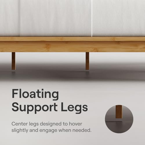 Nectar Bamboo Platform Bed Frame - King - Natural - Floating Center Support Legs - 12” Height - Easy Tool Free Set Up - Contemporary and Durable - Sturdy Wooden Support Slats - Holds Up to 800 Pounds by Nectar - Image 3