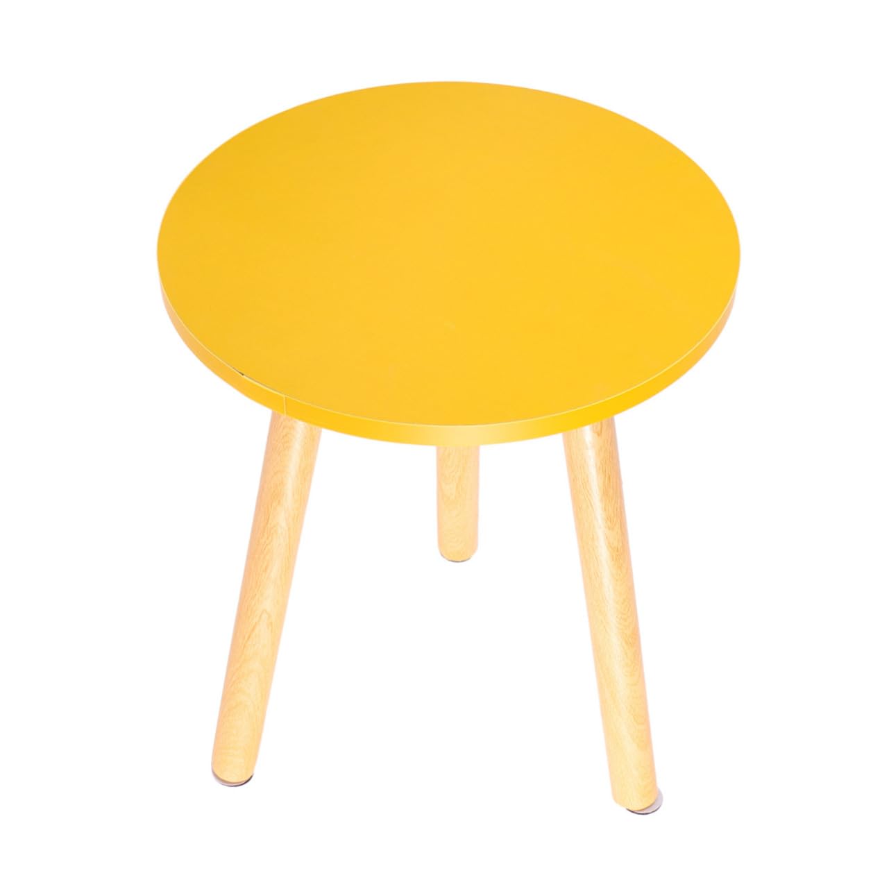 Table basse ronde jaune en bois massif style nordique Cabilock
