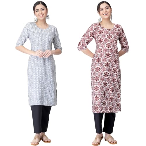 Image of Tee Projekt Versatile Crepe Kurti & Pant Set for Women Printed Kurta Set