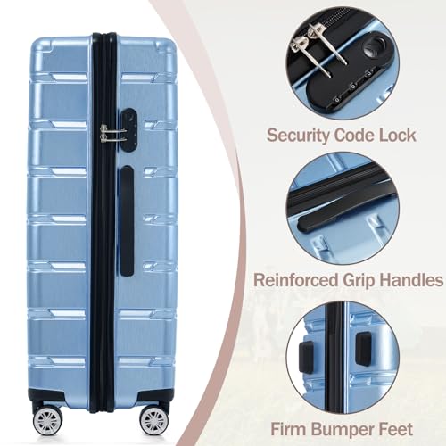Durable Travel Suitcase Set, 3-Piece Hardshell Luggage with Spinner Wheels, 20/24/28 Inch, Stylish Blue Finish4