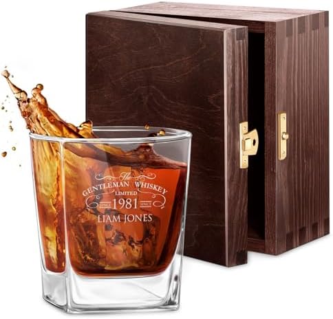 Maverton Universal Whiskey Glass - Personalised Tumbler for Whiskey, Bourbon and Scotch - Drinking Glass Cup - Personalised Whisky Gift for Men - Birthday Gift idea - Christmas Gifts - Gentleman