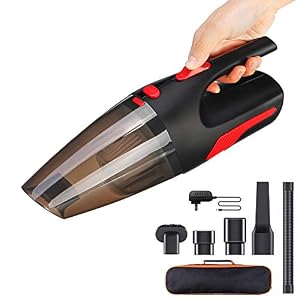 Aspirateur à Main Sans Fil,AUELEK Aspirateur Voiture Rechargeable 5000PA HEPA Cyclonique Puissante 120W Batterie Lithium 2200mAh Nettoyage Humide Sec pour Voiture Ménage Liquide Bureau Canapé Animaux