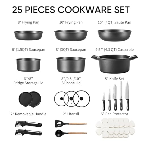 image for CAROTE 25pcs Pots and Pans Set Non Stick, Cookware Sets, Kitchen Set, 