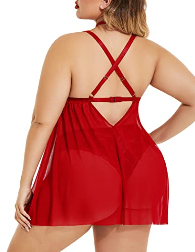Avidlove Plus Size Lingerie Women Lace Choker Babydoll Negligees Red X-Large #TOP5