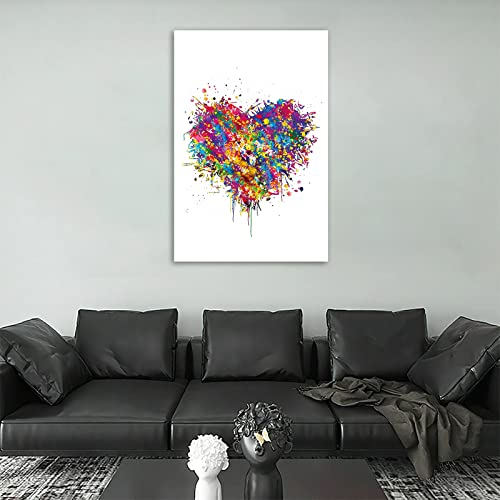 Heart Watercolor Poster Canvas Wall Art Heart Love Poster Print Wall Art Modern Minimalist Wall Art Decor Print Watercolor Heart Shape Picture Painting Print For Home Decor 16X24Inch Frameless #TOP2