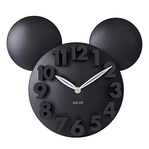 MEIDI CLOCK Modern Design Mickey Mouse Big Digit 3D Wall Clock Home Decor Decoration - Black