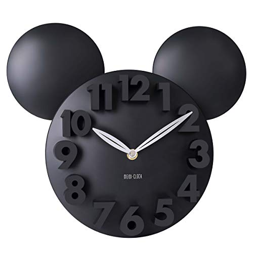 Modern Mickey Mouse Wall Clock with Large 3D Numbers Black