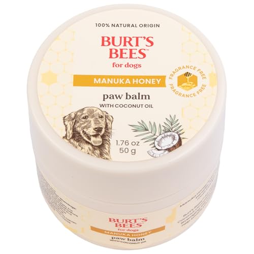 BURT'S BEES FOR PETS Paw Balm for Dogs with Manuka Honey and Coconut Oil, Soothes Dry Dog Paws, Naturally Derived Ingredients, 1.76 Oz