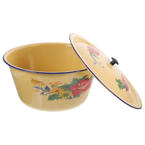 Didiseaon Olla Esmaltada Multifuncional de 28 Cm Tapa, Olla para Sopa y Guisar, Utensilio de Cocina Doméstico Esencial, Material Esmaltado Resistente, Adecuado para Cocina Estilo Aleatorio
