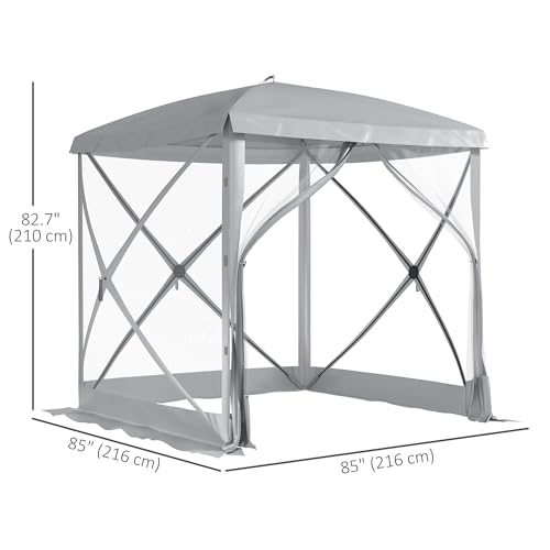 Outsunny 7 x 7ft Pop-Up Screen House Gazebo Camping Outdoor Instant Setup Tent Fits 3-4 People 210D Material w/Carry Bag & Ground Stakes image 5