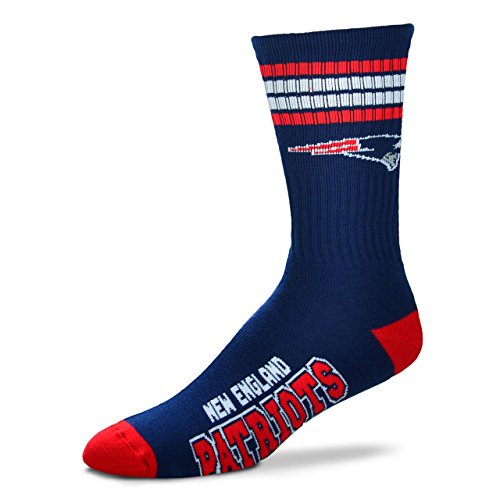 For Bare Feet New England Patriots 4 Stripe Youth Size NFL Crew Kids Socks (4-8 YRS)