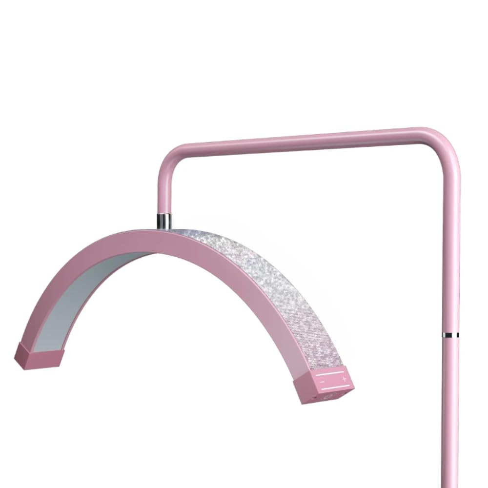 Bling Eyelash LED Moon Light - Dimmable Diamond Lamp for Estheticians, PMU & Nail Techs - Led Floor Lamp Adjustable Height, Touch Control & Stable Base (Pink Diamond)
