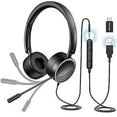 New bee Cuffia PC con Microfono Cuffie USB/3.5 mm Suono Stereo Nitido Auricolare Business per Skype Zoom MS Team Seminario Web Chiamare Call Center(1 pezzo)