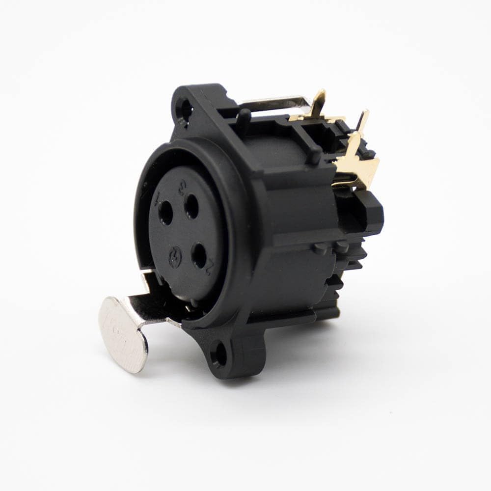 Combo XLR Jack 3 Pole Female XLR 90° Cable Receptacle with Lock Switch