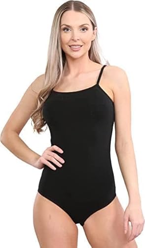 reshmena ® Leotard Classic Camisole Womens Sleeveless Leotard Bodysuit Dance Ballet Leotards Ladies Gymnastics Gym Wear Women Shapewear Bodysuit Tummy Control Full Body Shapper Black ThinStrip M