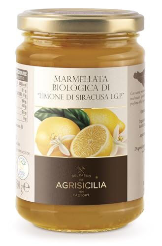 Agrisicilia Marmellata di limone di Siracusa I.G.P. con frutta 100% siciliana e biologica, ideale per colazione e merenda - 360 grammi