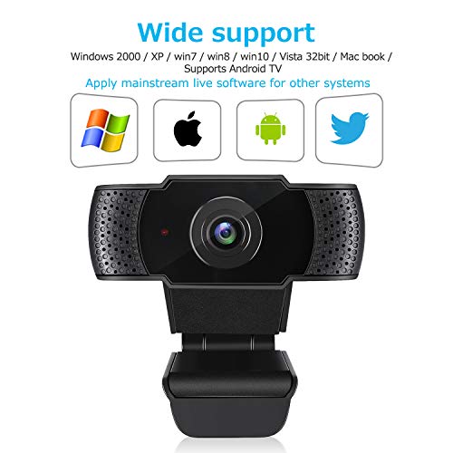 ELTD Videocamera Webcam HD 1080P USB per videochiamate, studi, conferenze, registrazioni, Giochi per Laptop, con Clip Rotante e Microfono Incorporato per l'eliminazione del Rumore