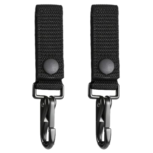 Heavy Duty Belt Keeper Clip, Strong Metal Police Key Chain Clip for Law Enforcement Police Belt Accessories Military Molle Hook(T-Black 2Pack)