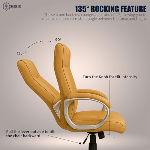 Image of PESTIGE Premium Leatherette Executive Chair | High Back Ergonomic Work from Home Office Chair with Height Adjustment, 360 Swivel and 135 Tilt | Chrome Base,1pc