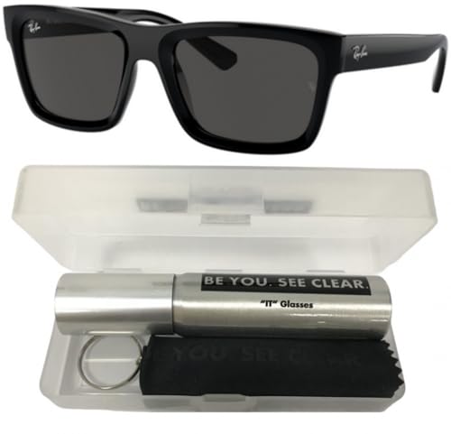 Ray-Ban RB4396 Sunglasses Bundle: RB 4396 WARREN 667787 Black/Dark Grey Polyamide Standard and Eyewear Cleaning Kit2