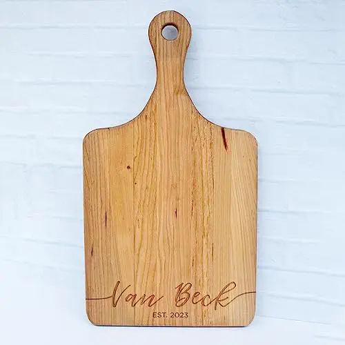 Personalized Charcuterie Board Wedding Gift with name Monogrammed wedding gift Monogrammed Charcuterie board Engraved Cutting Board Gift (Small, Hawthorne, Cherry)